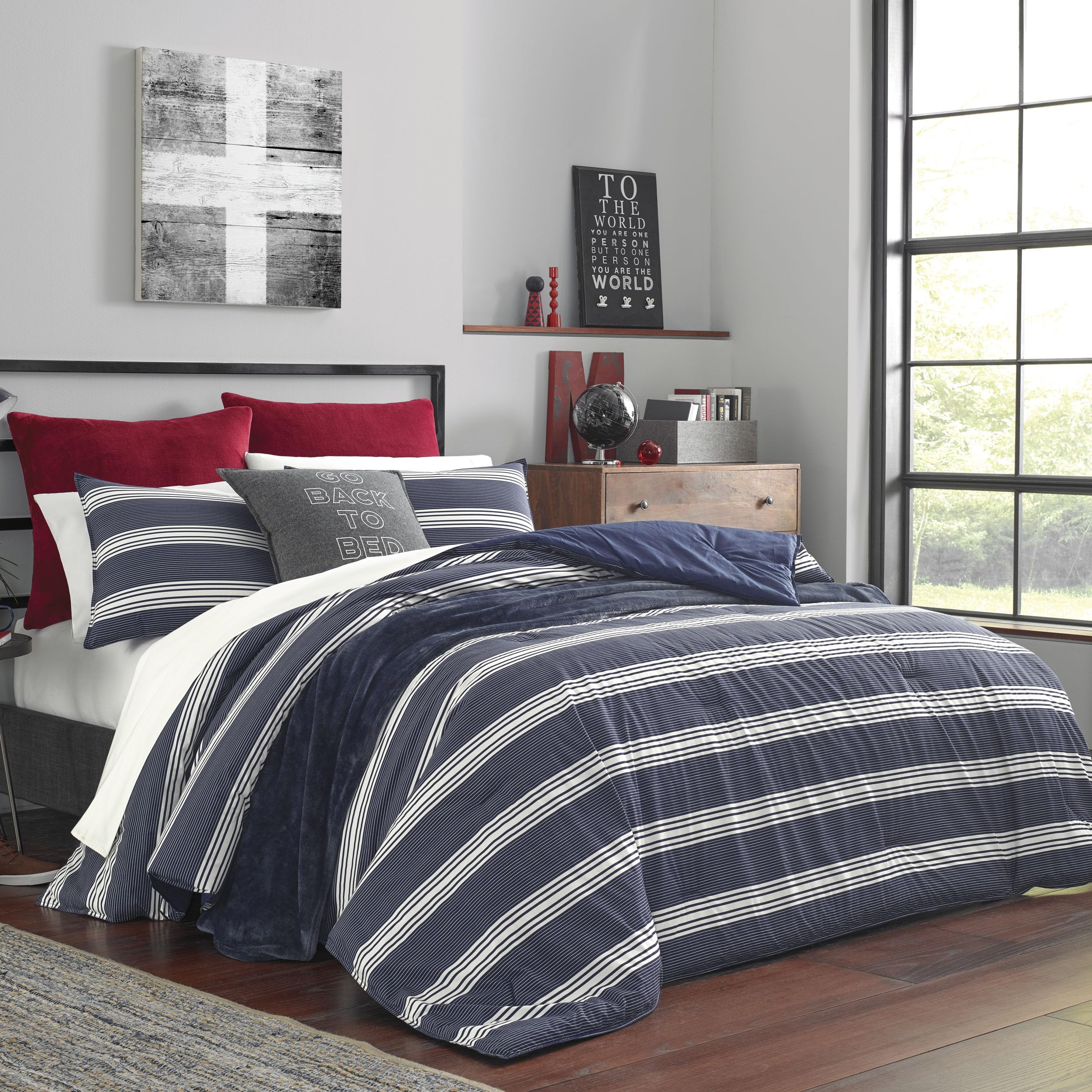 Nautica - Ushsfn1107496 | Craver Collection | 100% Cotton Cozy & Soft, Durable & Breathable Striped Duvet Cover With Matching Sh